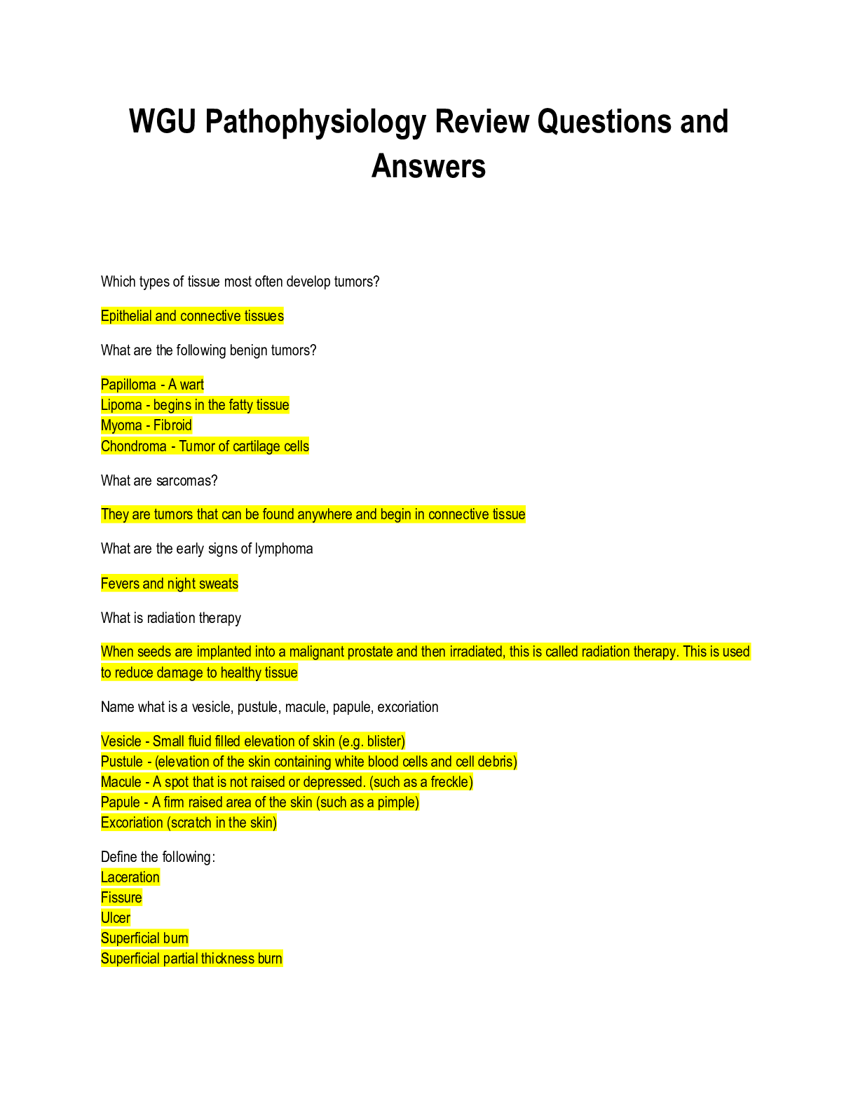 Preview image for WGU Pathophysiology Review Questions and Answers